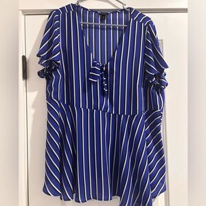 Torrid Blue and White Striped Blouse